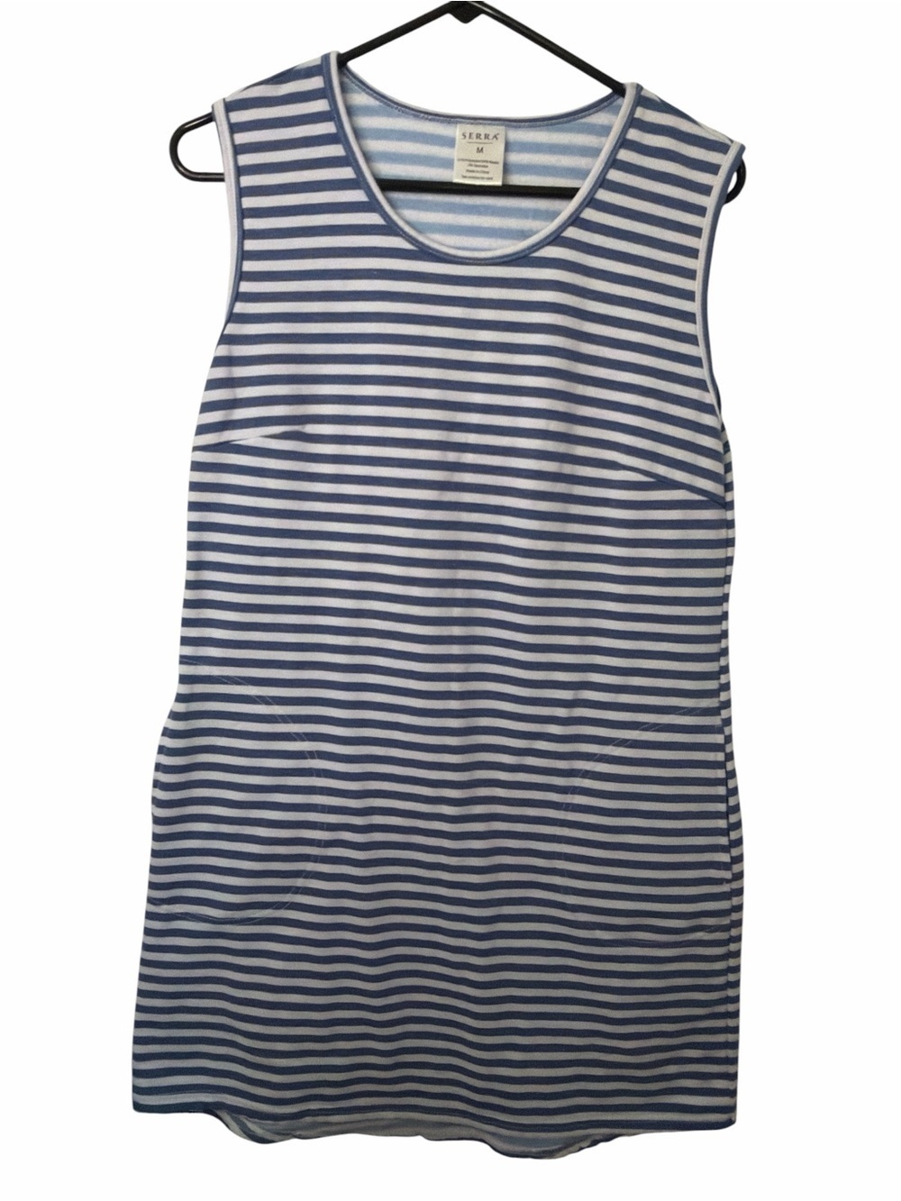 Serra Ladies Super Soft Sleeveless Dress Blue/White Striped